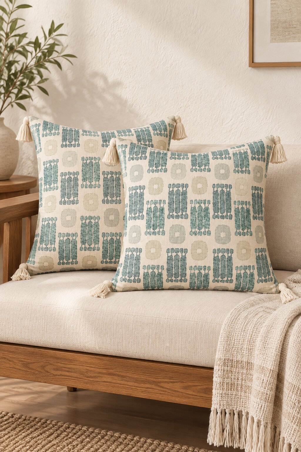 Ocean Mist Tassel Cushion Cover Set of 2