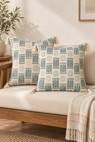 Ocean Mist Tassel Cushion Cover Set of 2