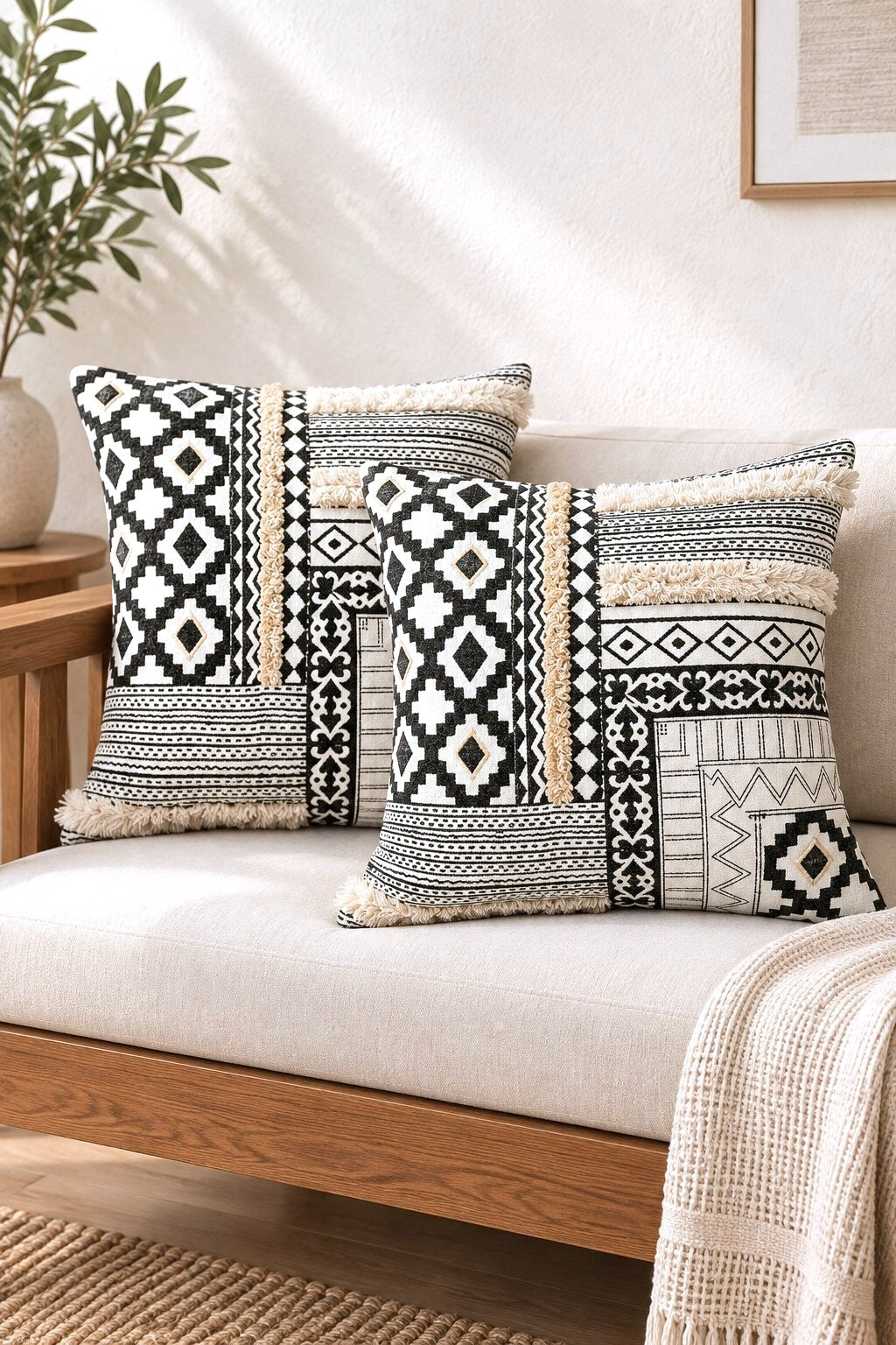 Ivory Crest Embroidered Cushion Cover – Set of 2