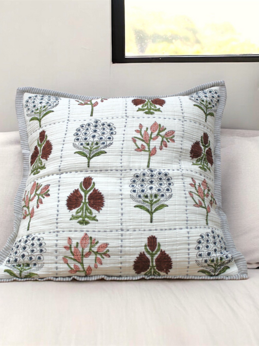 Handmade gauze fabric pillow case in multi-color design