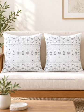 Moonlit Meadow Embroidered Pillow Cover Set of 2