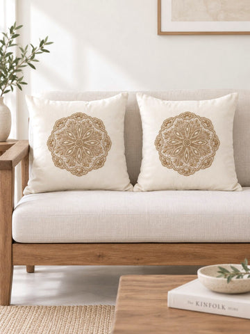 Ivory Embroidered Pillow Cover Set of 2