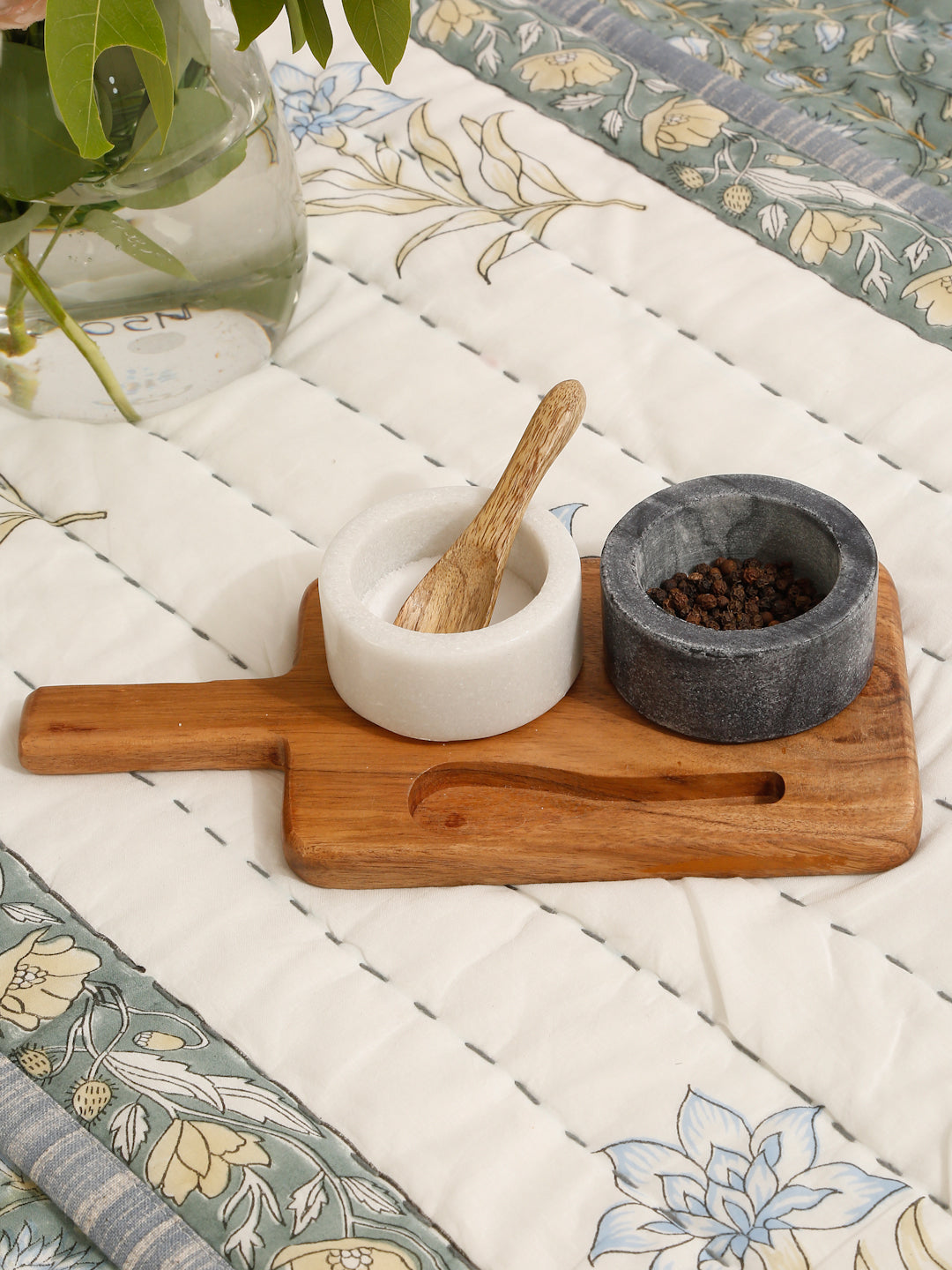 Floral Kantha Quilted Hand Block Printed Table Runner