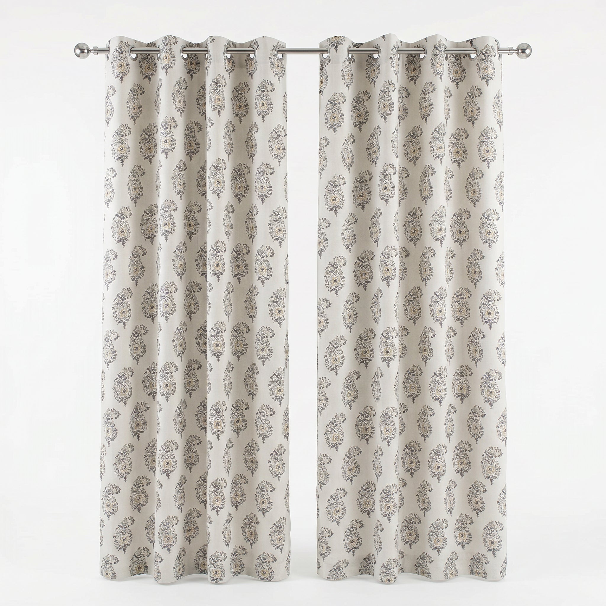 Noirva Floral Linen Blend Curtain