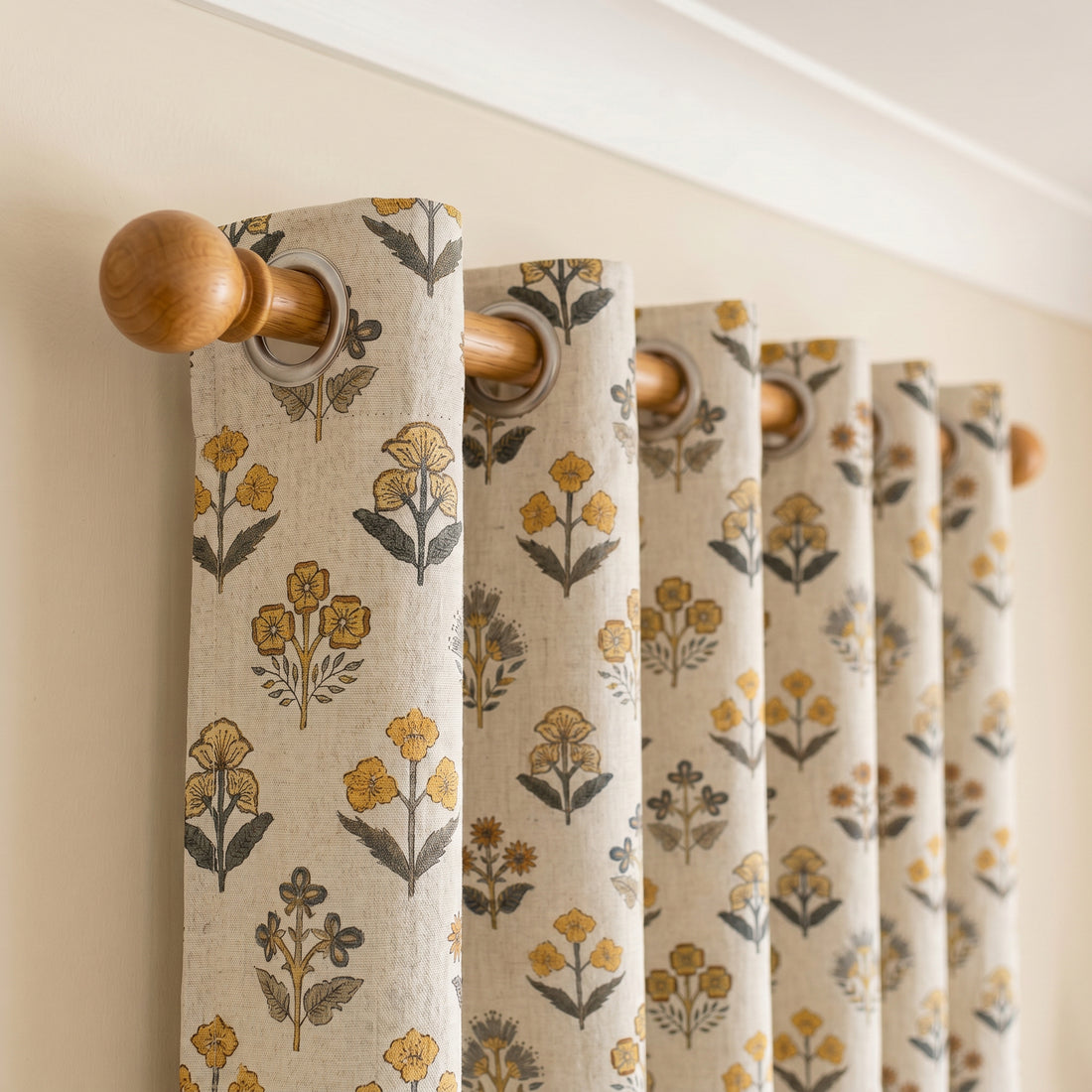 Solvane Floral Linen Blend Curtain