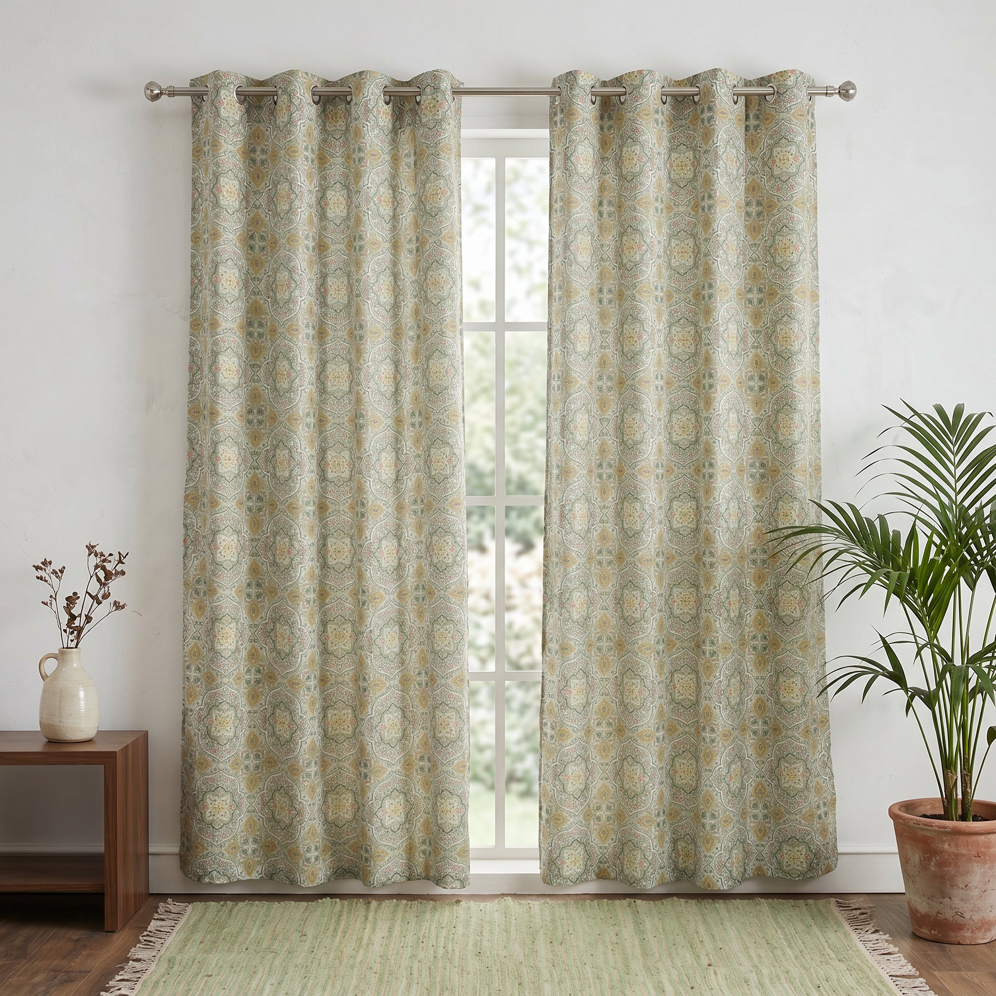 Aurelle Medallion Linen Blend Curtain