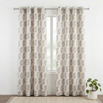Noirva Floral Linen Blend Curtain