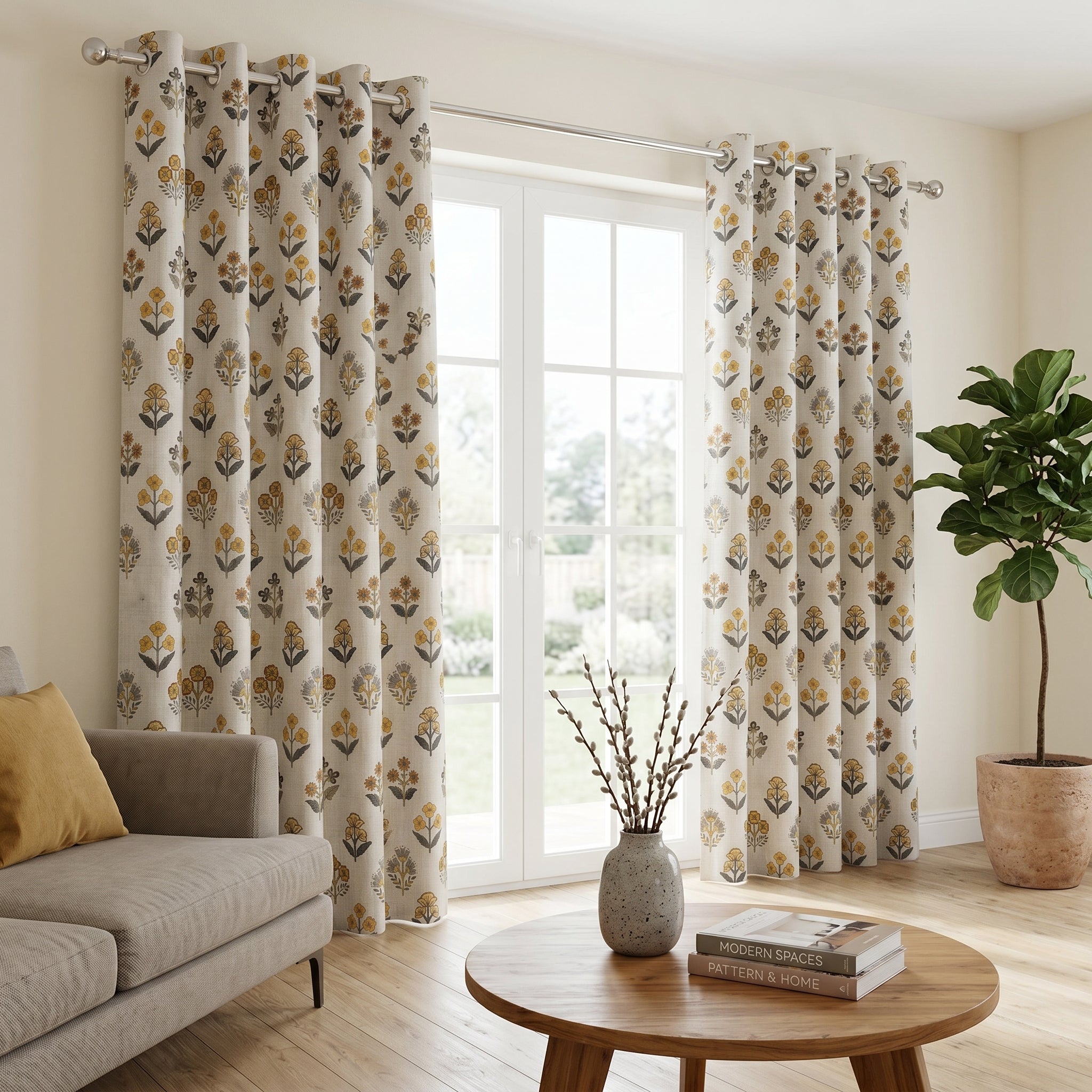 Solvane Floral Linen Blend Curtain