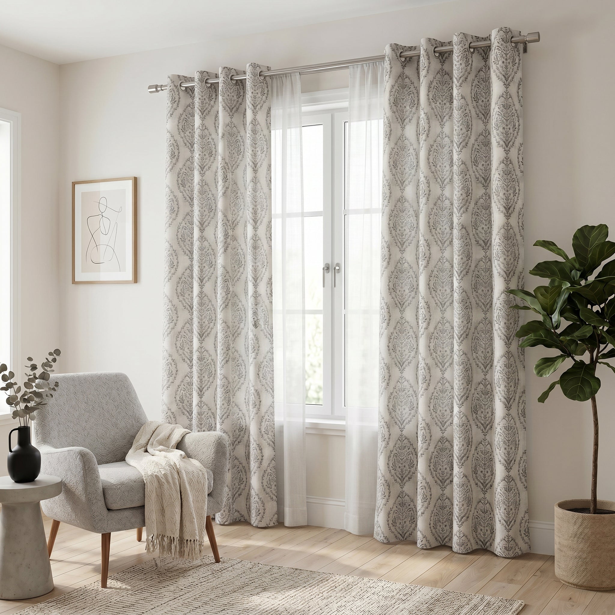 Sylvara Vine Linen Blend Curtain