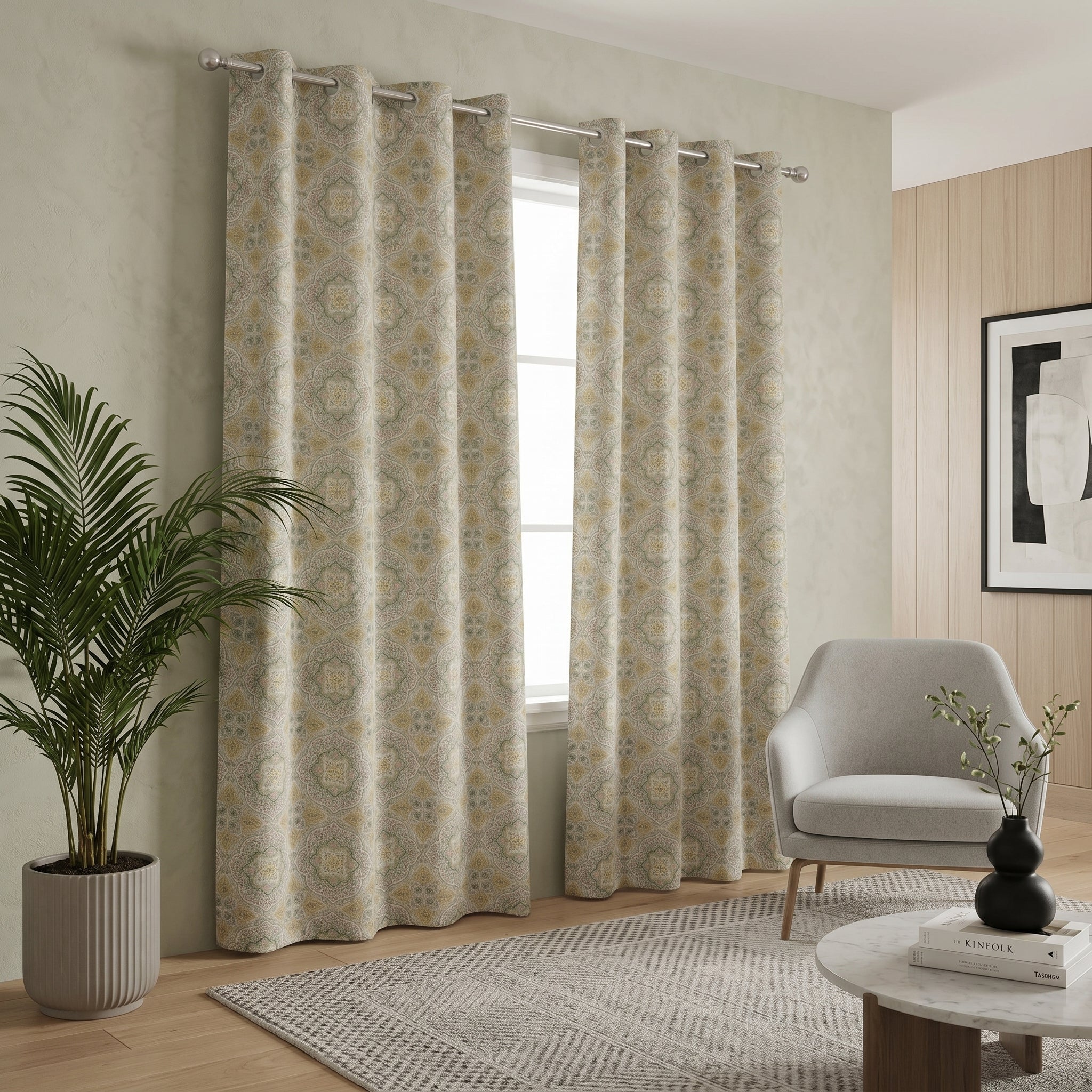 Aurelle Medallion Linen Blend Curtain