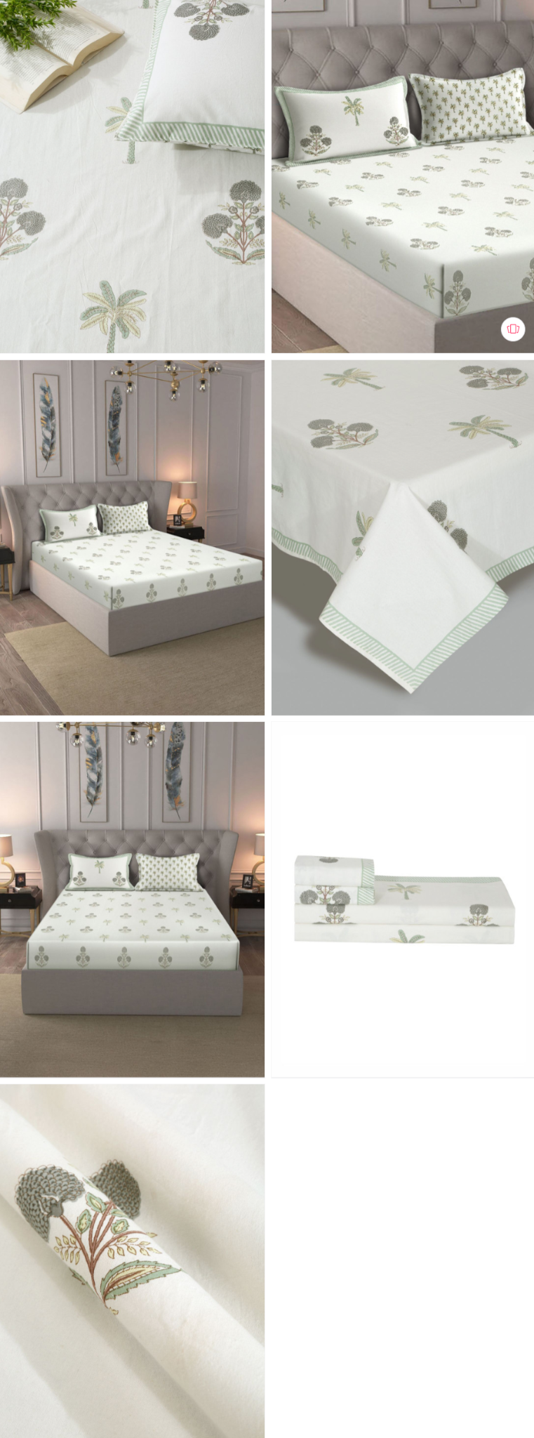 Eyda Mausam cream ethnic motifs pure cotton king bedsheet with 2 pillow covers