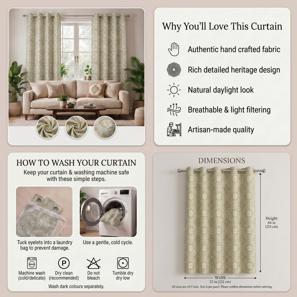 Aurelle Medallion Linen Blend Curtain