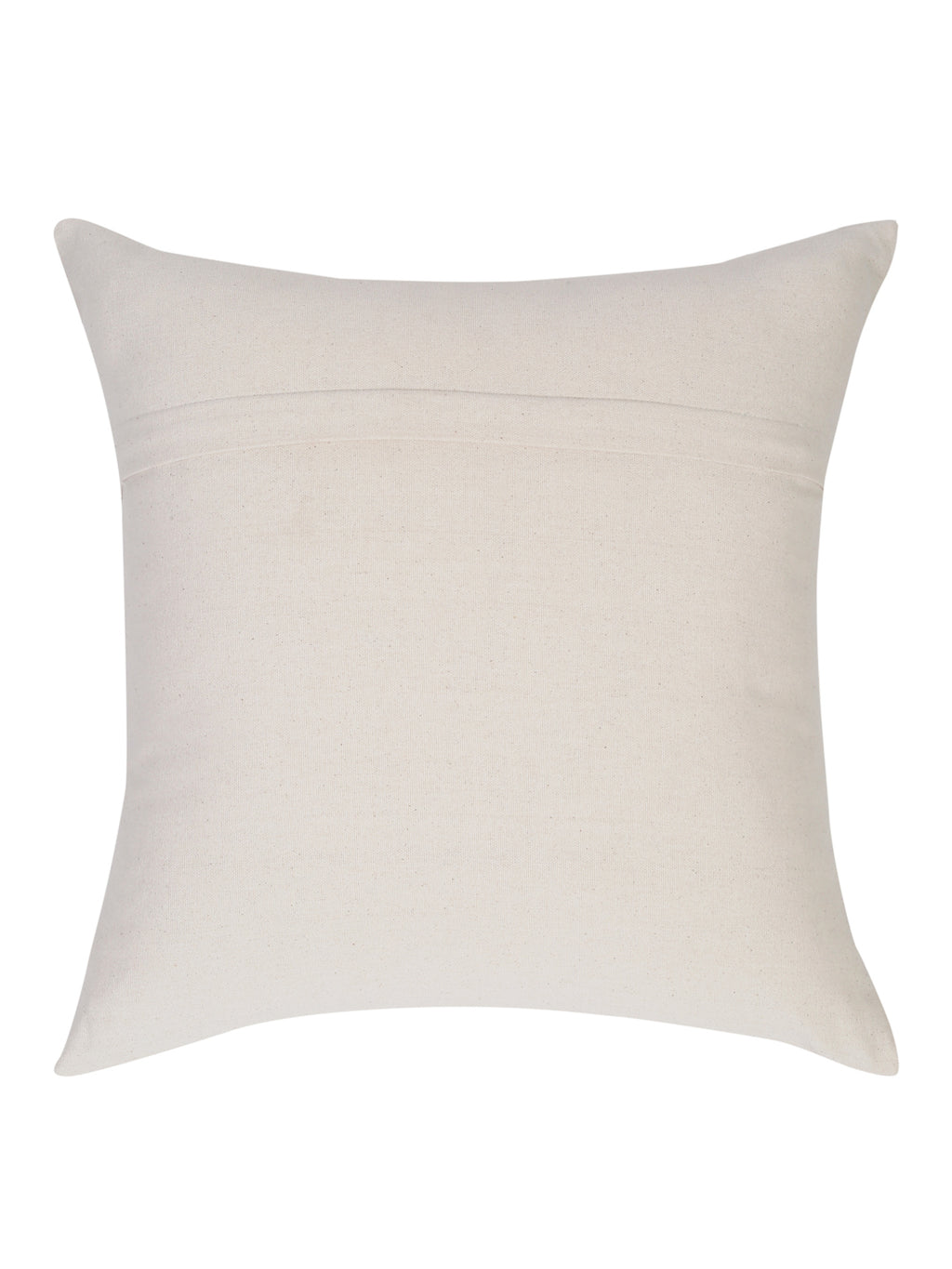 Back view of hand block printed cotton cushion cover with hidden zipper