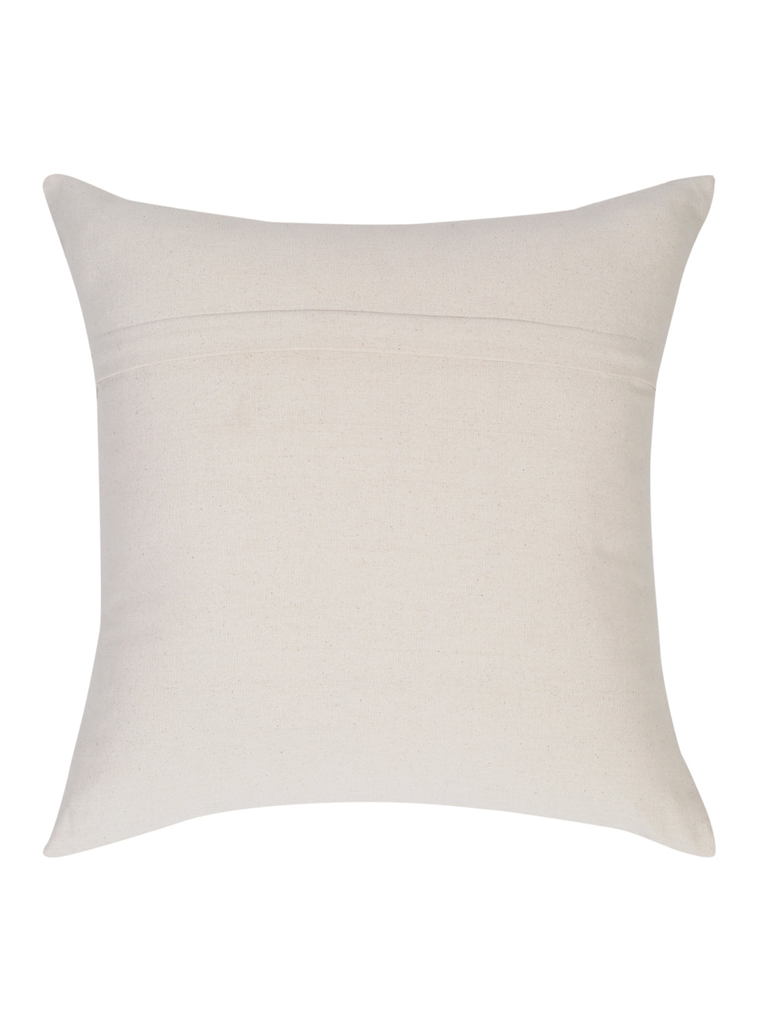 Back view of hand block printed cotton cushion cover with hidden zipper