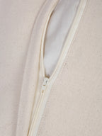 Close-up of hidden zipper on cotton cushion cover