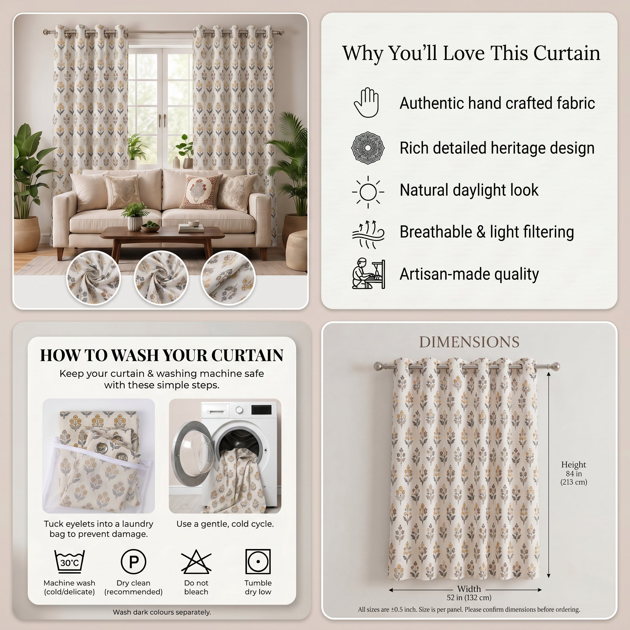 Solvane Floral Linen Blend Curtain