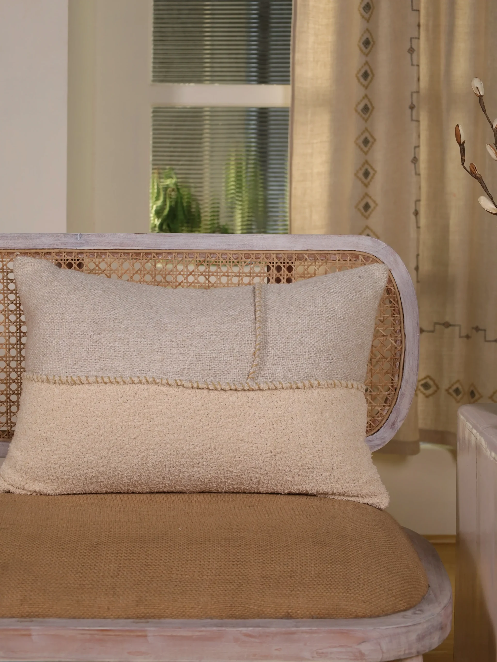 Handwoven Lumbar Cushion Cover | 16×24 Linen Lumbar Pillow Cover
