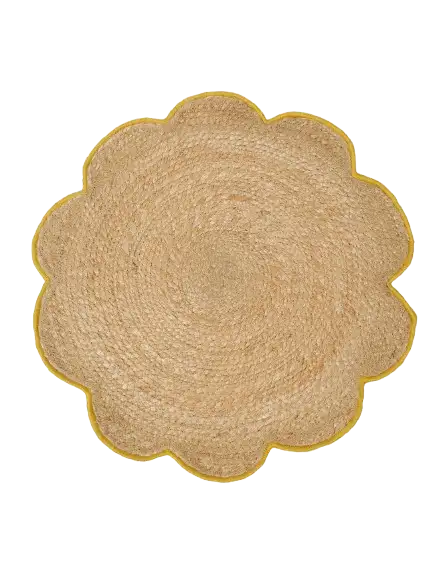 Set of 6 Handmade Jute Coasters with Edges | Braided Round Table Coaster Set | Natural Table Accessories for Dining Table & Gifting