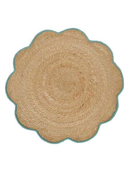 Set of 6 Handmade Jute Floral Placemats | Round Braided Dining Table Mats | Natural Eco-Friendly Table Accessories