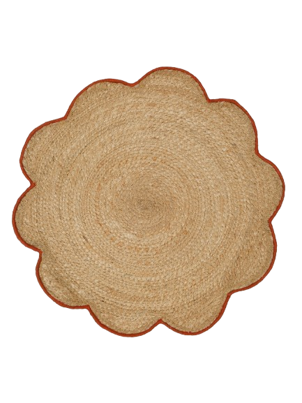 Set of 6 Handmade Jute Floral Placemats | Round Braided Dining Table Mats | Natural Eco-Friendly Table Accessories