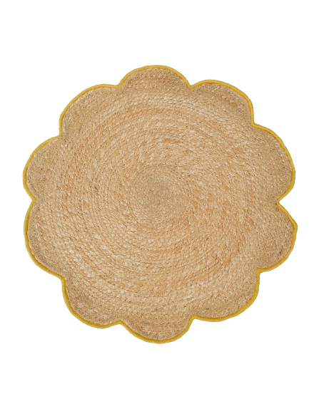 Set of 6 Handmade Jute Floral Placemats | Round Braided Dining Table Mats | Natural Eco-Friendly Table Accessories