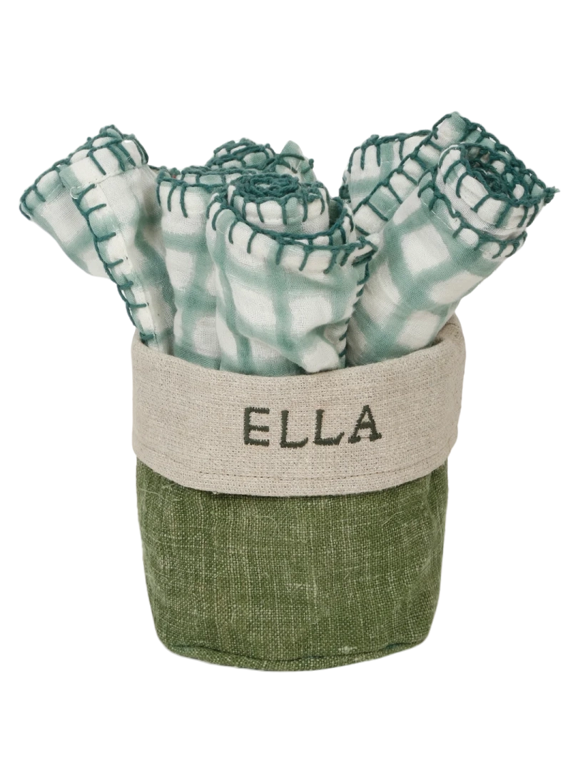 Hand Block Printed Stripes Napkin Set | Butter Yellow Muslin Cotton Table Napkins