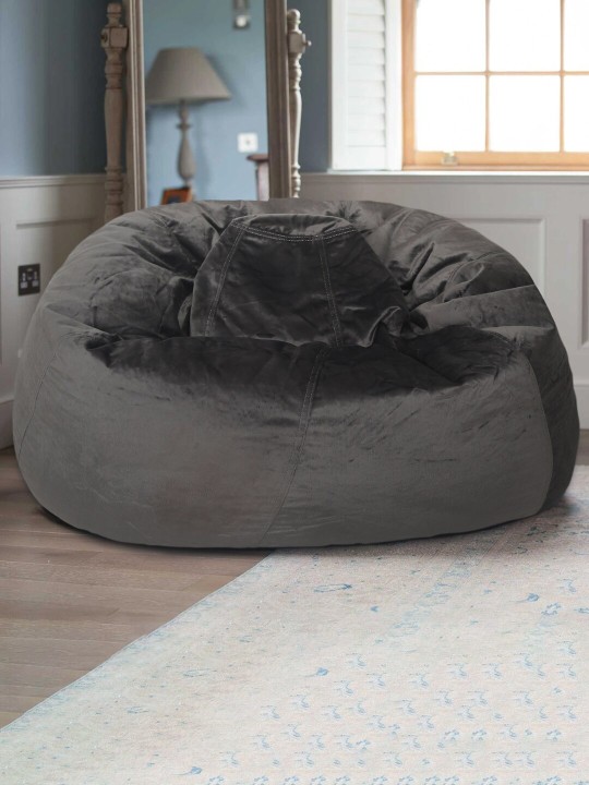 Eyda Grey Velvet Bean Bag Cover
