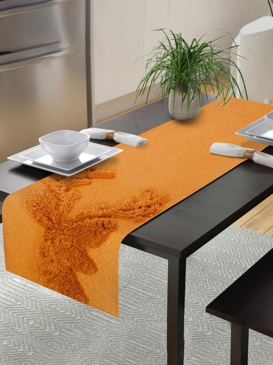 Orange Tufted Pure Cotton Table Runner