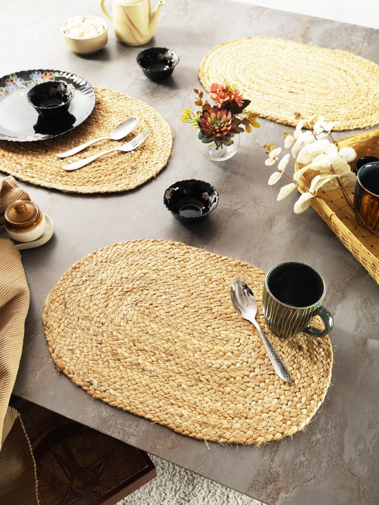 Khaki Brown 6 Pieces Textured Jute Table Placemats